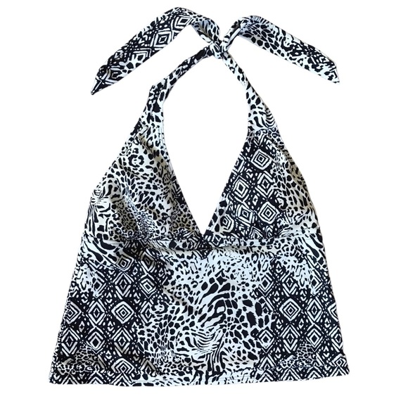 Attention Swimwear Tankini Medium Top Small Bottom Black And White Animal Print - Picture 7 of 12